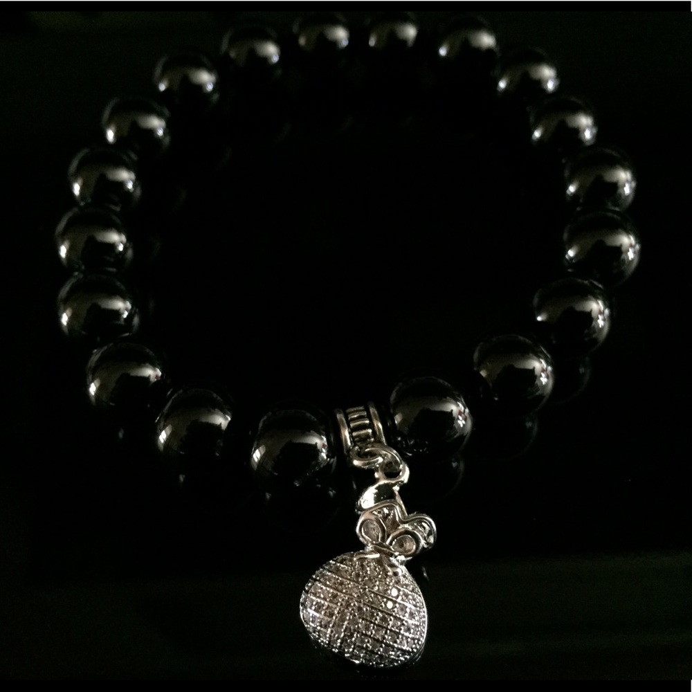 Handmade Genuine Black Onyx Natural Stone Bracelet - Picture 4 of 6